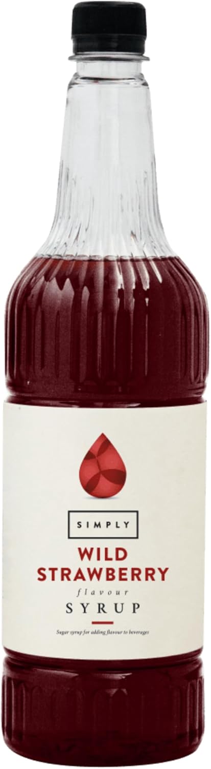 Simply Wild Strawberry Syrup, Vegan & Nut Free Flavoured Syrup for Coffee, Cocktails & Baking (1 Litre)