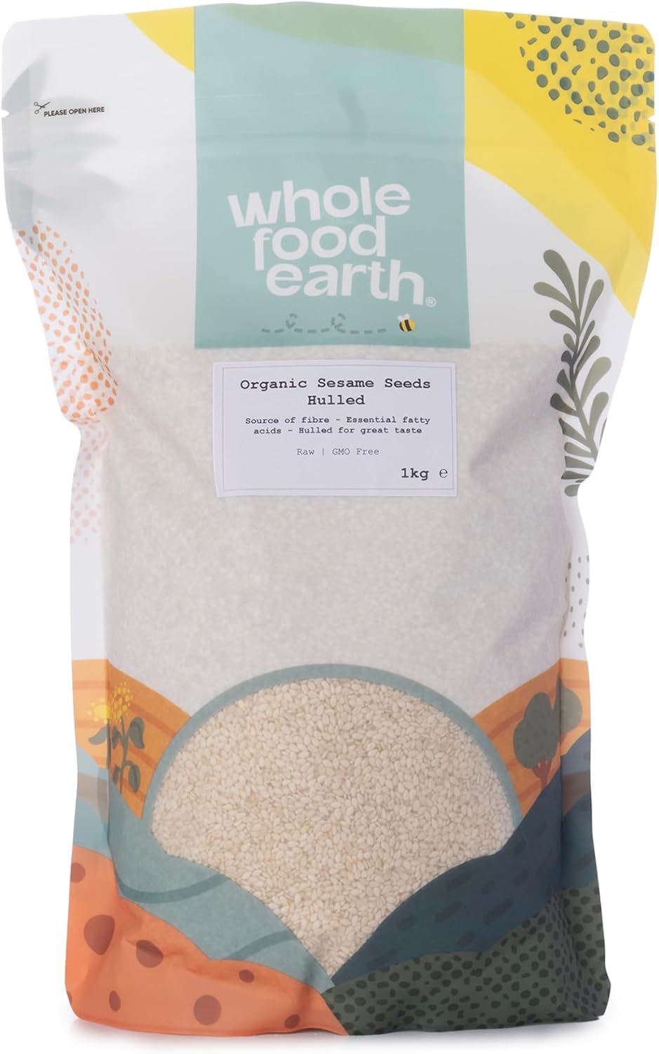 Wholefood Earth Organic Sesame Seeds Hulled 1kg Raw | GMO Free | Vegan | Certified Organic