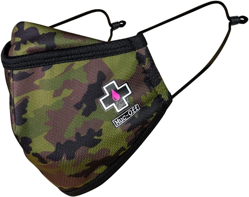 Muc-Off Camo Reusable Face Mask, Large - Adjustable Face Covering With Mid-Layer Filter - Washable Up To 20 Times