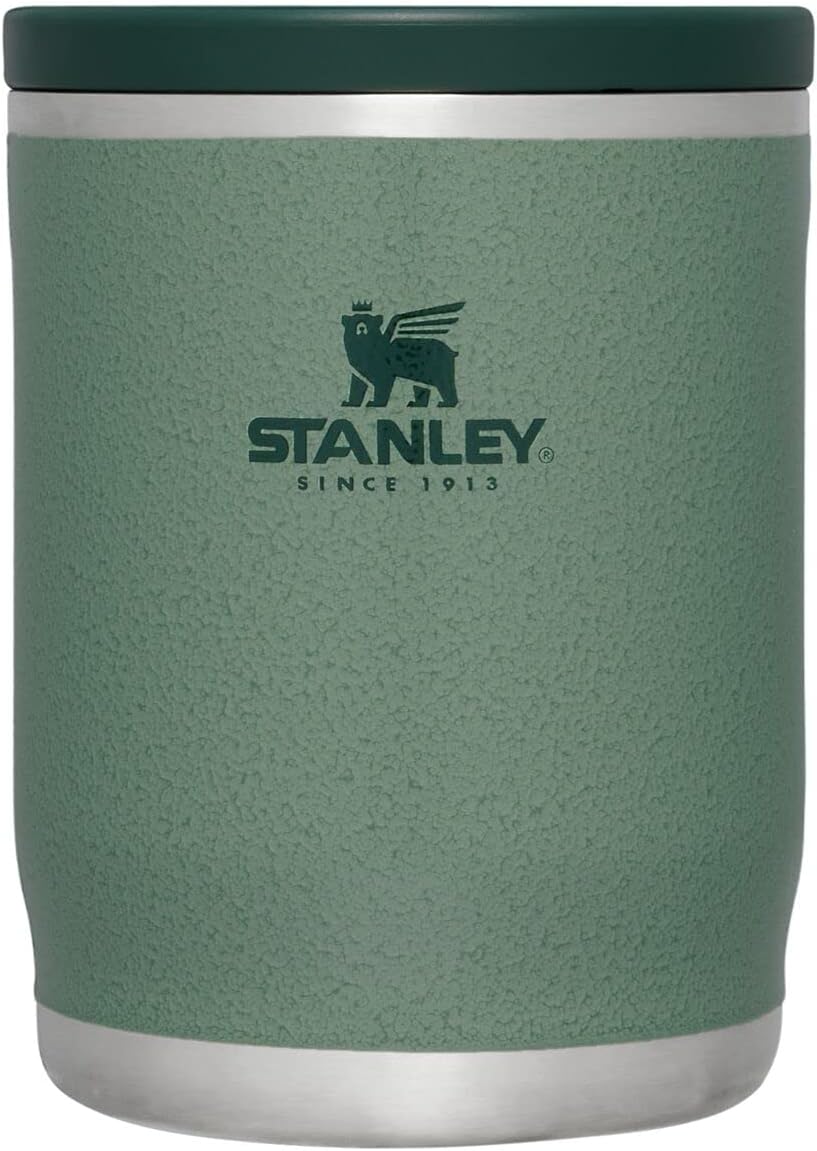 Stanley Adventure To-Go Food Jar 18 oz | Vacuum Insulated Thermos Food Container | Wide Mouth Screw On Lid | Packable for Travel | Stainless Steel with Leakproof Lid | BPA-Free | Hammertone Green