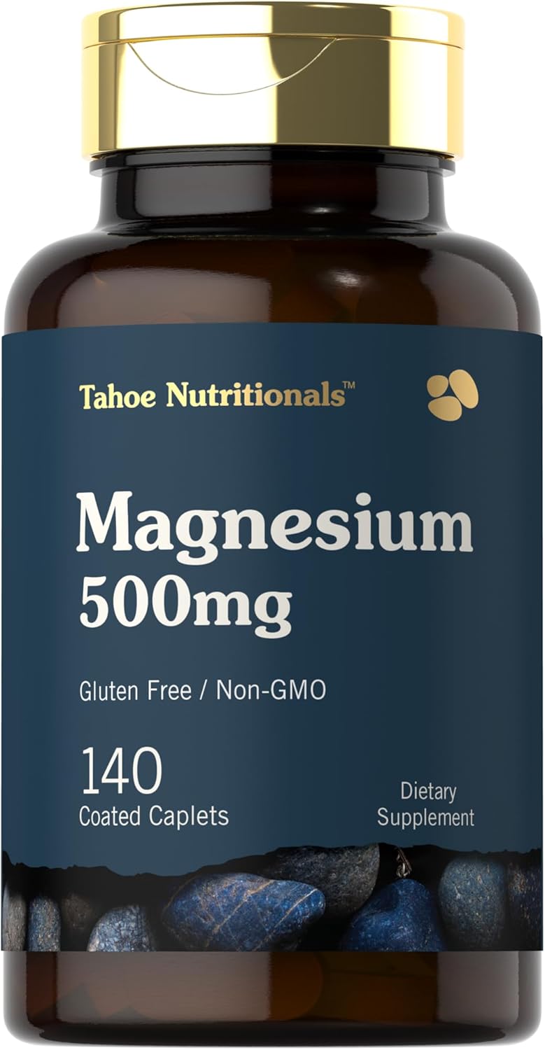 Magnesium | 500mg | 140 Coated Caplets | Non-GMO and Gluten Free Supplement