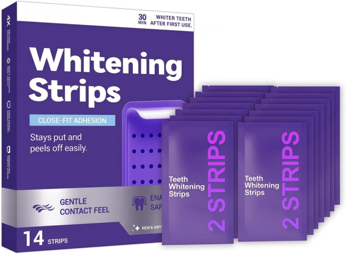 Purple Teeth Whitening Strips – Gentle Daily Purple Whitening Strips for Surface Stain Reduction & Natural Shine, Portable Whitening Strips Purple for Home or On-The-Go Use (14)