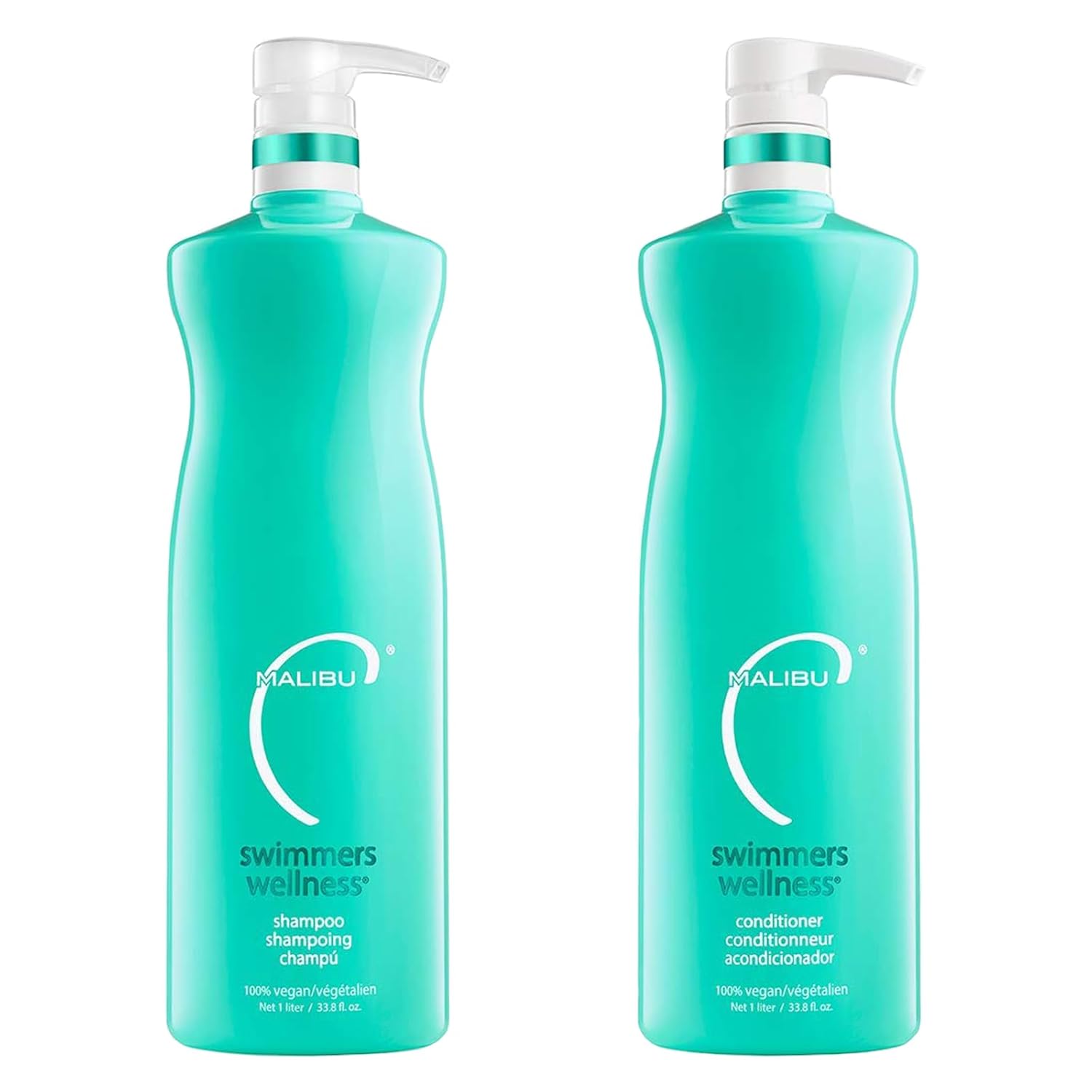 Malibu C Swimmers Wellness Shampoo and Conditioner Set - Restorative Hair Care for Swimmers - Protects Against Chlorine Damage & Combats Brittle Hair (33.8 oz)