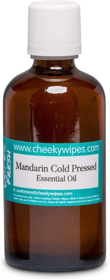 Cheeky Wipes Mandarin Fresh Baby Wipes Essential Oil Soaking Solution (100ml) - Cold-Pressed Mandarin Essential Oil has a Sweet Light Fruity Scent and is The gentlest of Essential Oils
