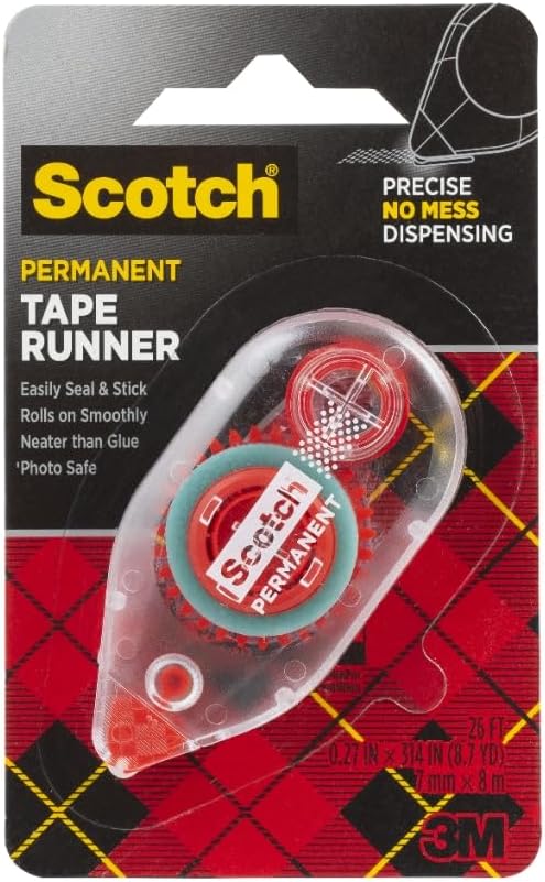 Scotch Double Sided Tape Runner, 0.27 in x 26 ft., Perfect for Holiday Crafts, Gifts, and DIY, 1-Pack