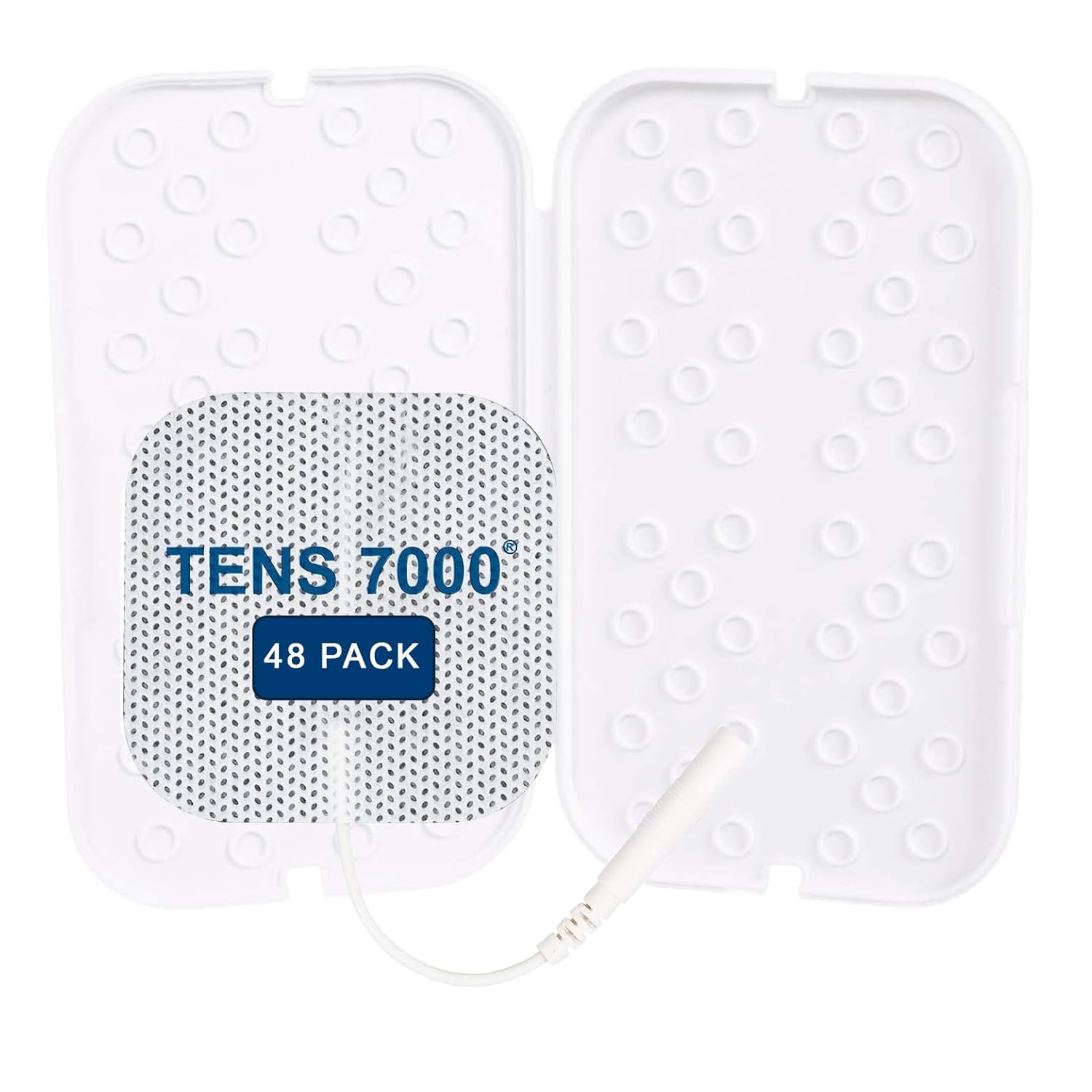 TENS 7000 Official TENS Unit Electrode Pads - 48 Pack, Includes Electrode Carrying Case, Premium Quality OTC TENS Unit Replacement Pads, 2" X 2" - Compatible with Most TENS Machines