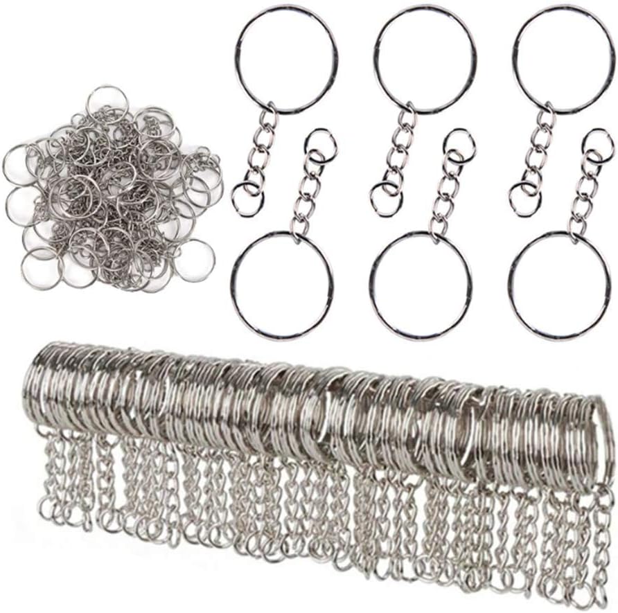100PCS Metal Keyring Blanks Split 25mm Sliver Key Chain Rings Kit for Home Car Keychains, Lanyards, Gifts and Other Crafts Jewelry Making,Keyring Rings