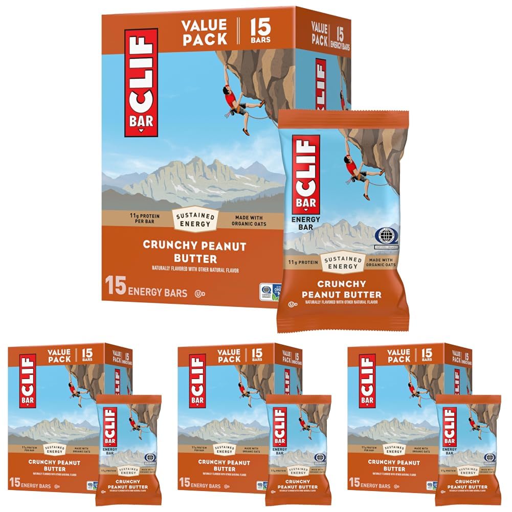 CLIF BAR Protein Energy Bars, Crunchy Peanut Butter, 15 Count (Pack of 4)