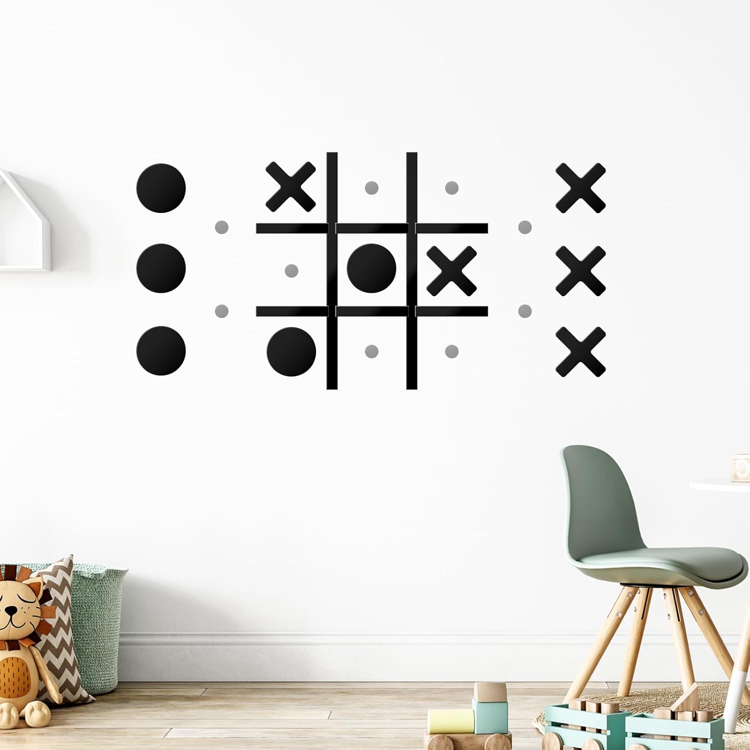 Magnetic Tic Tac Toe Game Home Wall Decor for Kids&Adults, Wall-Mount Game for Modern Office Classroom Fun Playroom Hallway Decor Wall Stickers Toys,Best Gift for Family, Friends (no Punching)