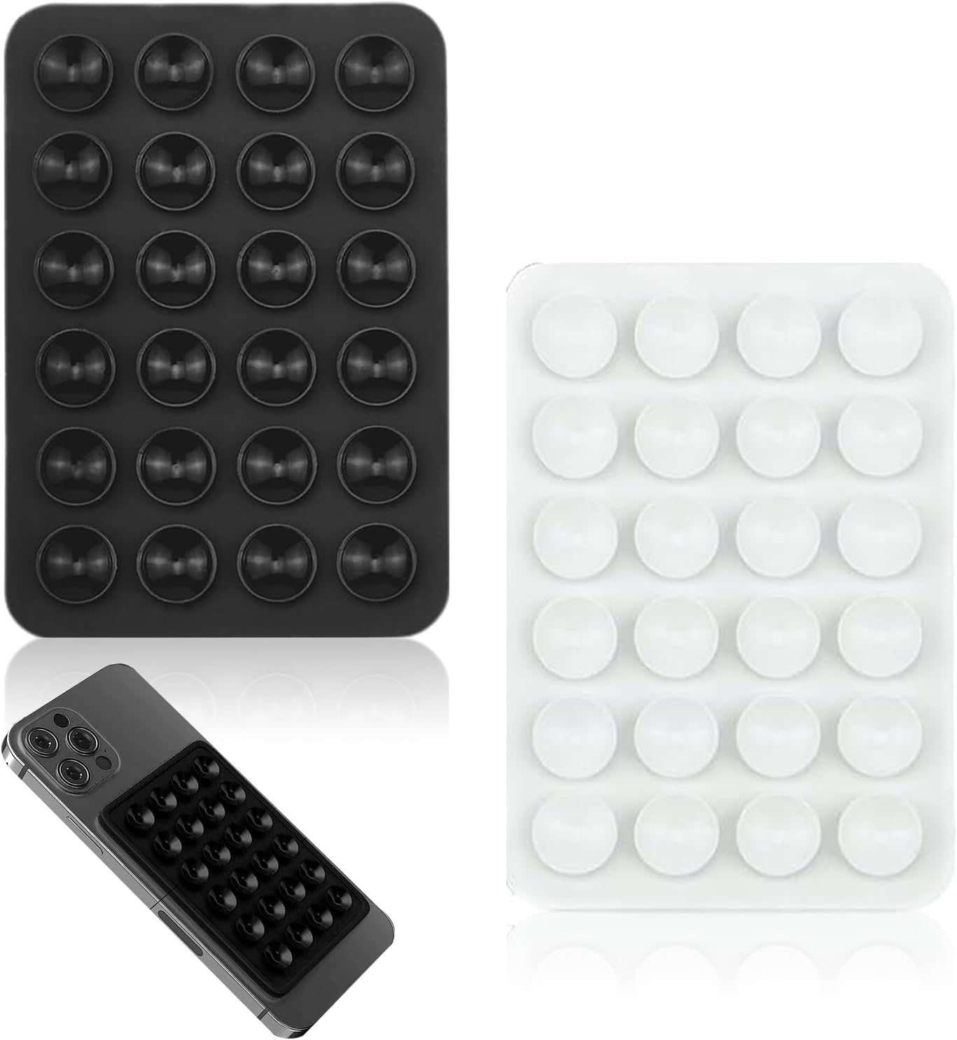 2 Pack Suction Phone Case Mount, Silicone Sticky Phone Holder Non Slip, Multipurpose Sticky Iphone Grip Holder Mat, Double Sided Suction, for Walls Glass Tiles Selfies and Tiktok Videos Compatible