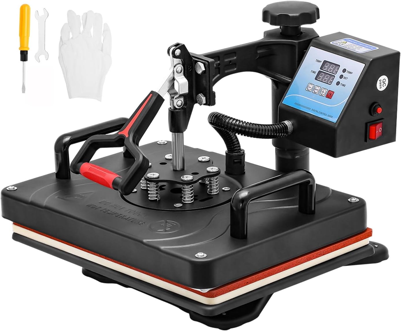 Heat Press Machine, 360 Degree Swing Away Heat Transfer Machine for T-Shirts Mugs, 29x38cm (Black)