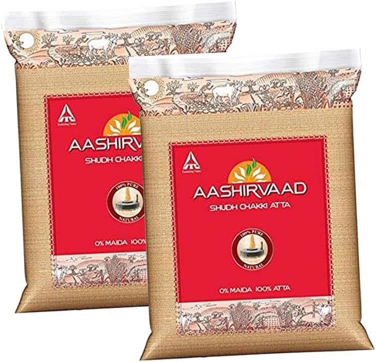 Aashirvaad Whole Wheat Atta 2Kg | 100% Whole Wheat Atta | Whole Wheat | No Added Preservatives | Vegetarian | Indian Origin | Pack Of 2