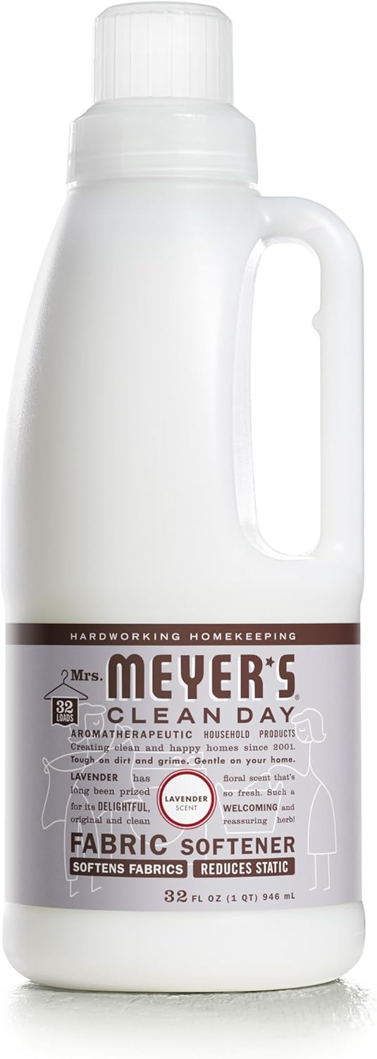 MRS. MEYER'S CLEAN DAY Liquid Fabric Softener, Infused with Essential Oils, Paraben Free, Lavender, 32 oz (32 Loads)