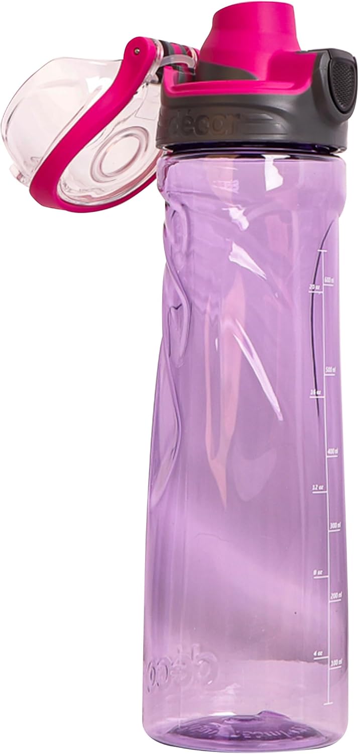 Décor Athletic One Touch Tritan Bottle | One Touch Flip Cap for one handed drinking | Perfect for exercising and when you are on the go | 750ml -Purple