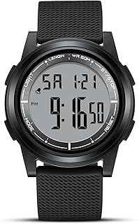 HANPOSH Mens Digital Watch Ultra-Thin Minimalist Sports Waterproof Outdoor LED Screen Large Face Military Watches for Men With LED Back Ligh/Alarm/Date stopwatch Army Watch Fashion Wrist Watch for Men Women