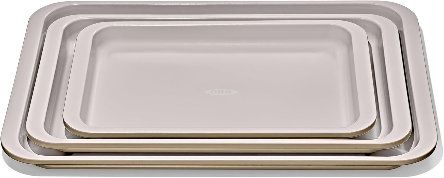 OXO Good Grips Non-Stick Pro Ceramic Coated Metal Bakeware 3-Piece Sheet Pan Set – Biscuit