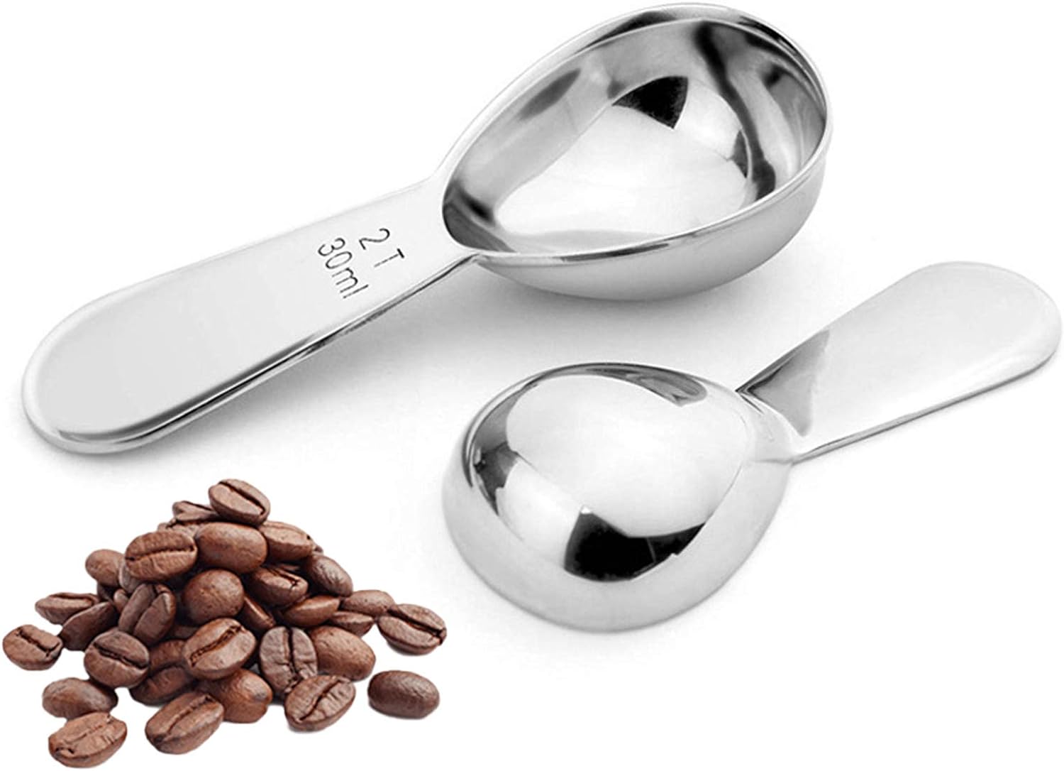 2 Tablespoon Measuring Spoon, Coffee Scoop Stainless Steel With Accurate Measurement Short Handle Metal Spoons 2Pcs Set For Tea Sugar Flour (1 tbsp & 2 tbsp)