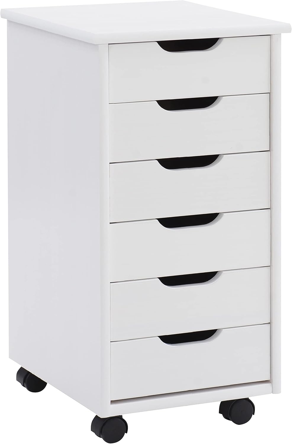 Linon Home Decor Products Corinne Six Drawer Storage, White Wash Rolling Cart