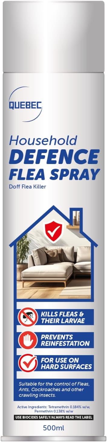 Quebec Household Flea Spray for the Home – Powerful Flea & Pest Control for Home, Effective Against Fleas, Ticks, Bed Bugs, Ants & Insects Long-Lasting Safe for Indoor Use Easy Application – 500ML (1)