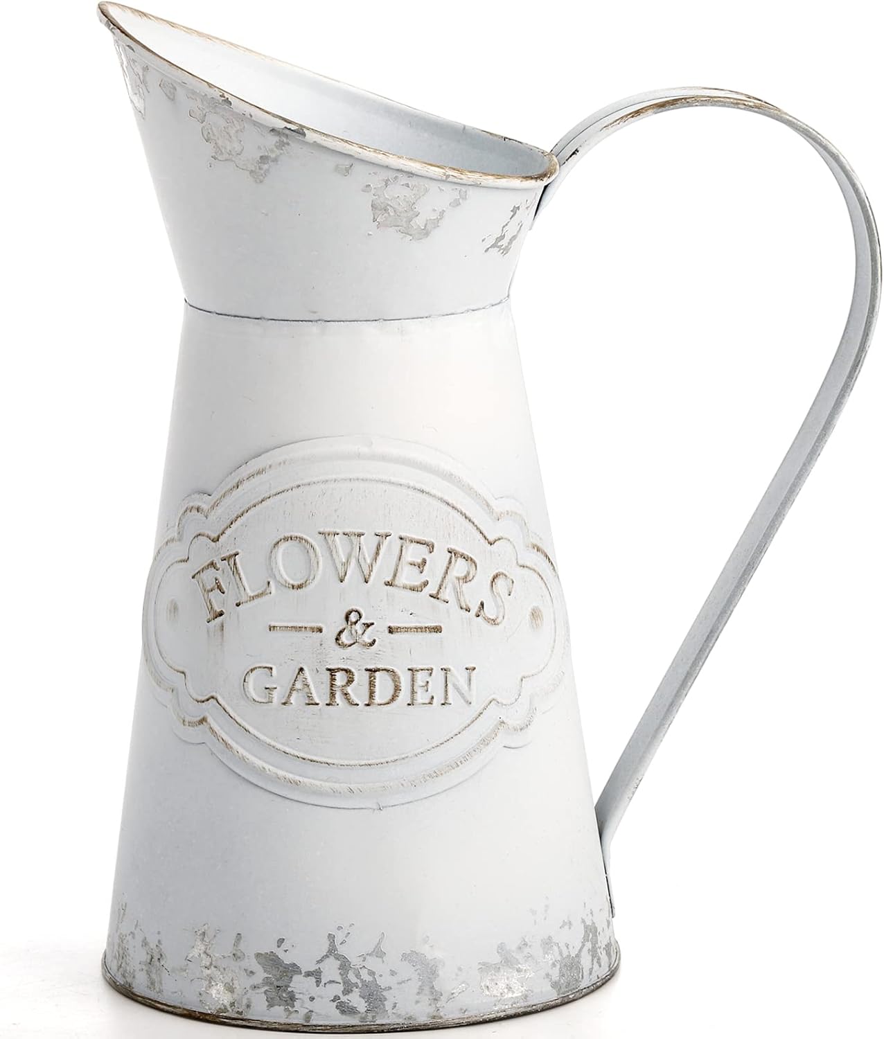 SOUJOY Rustic Shabby Chic Vase, Farmhouse Galvanized Flower Vase, Metal Milk Jug Vase, French Style Vintage Decorative Pitcher for Home Decor, Photo Props, Sparklers for Weddings