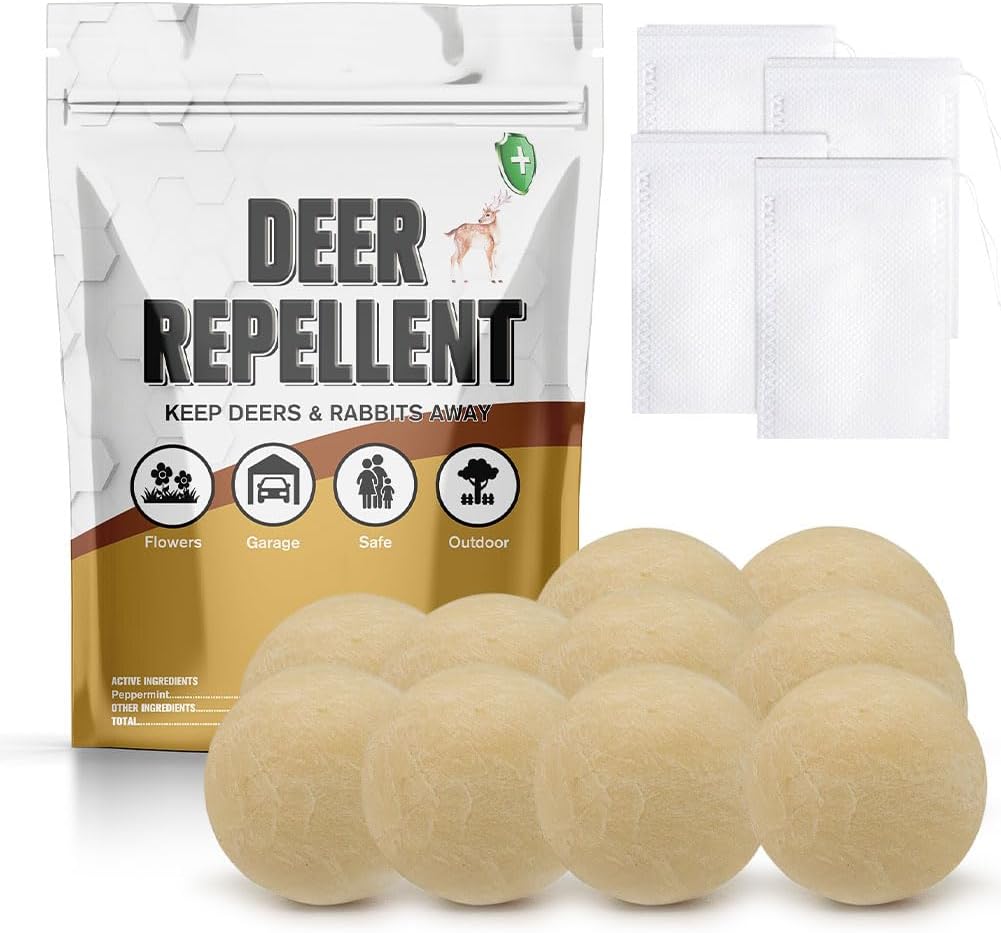 Deer Repellents Outdoor, Deer Repellents for Plants, Rabbit Repellent Outdoor, Powerful Rabbit Repellent for Garden, Deer Deterrent for Lawn, People & Pet Safe- 10 Packs