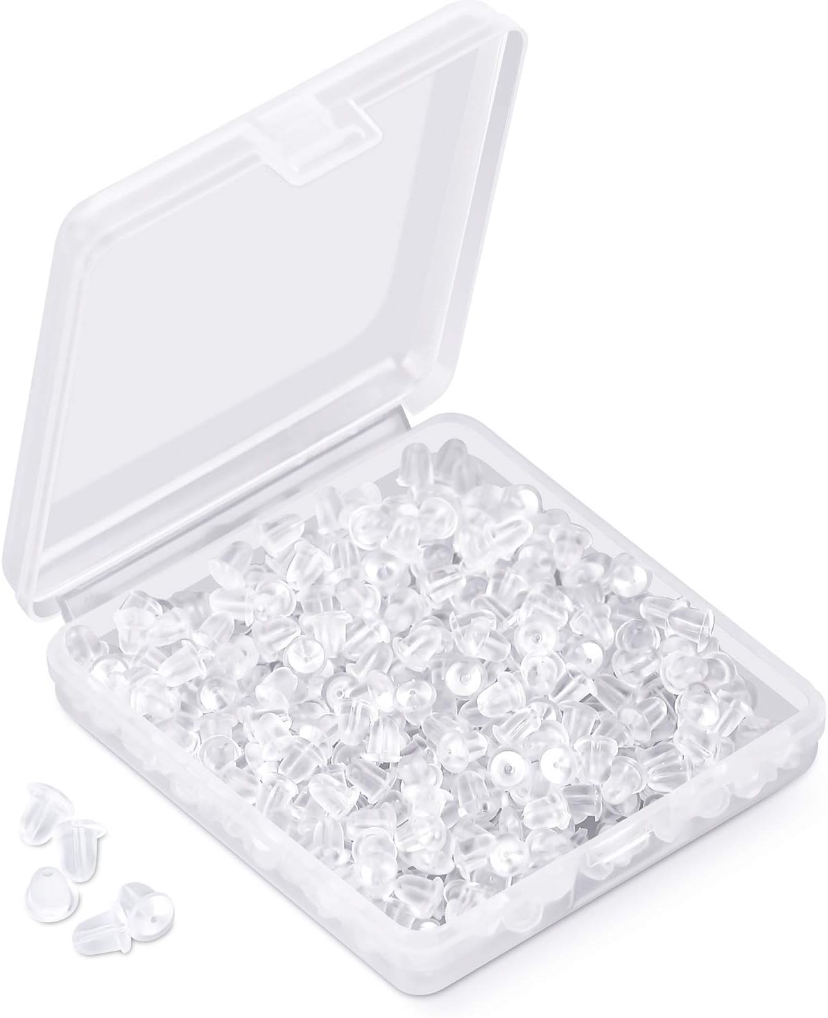 iBayam 1200PCS Clear Silicone Earring Backs (4mm, 600Pairs) - Soft, Durable & Easy to Use - Minimalist Earring Backs & Findings