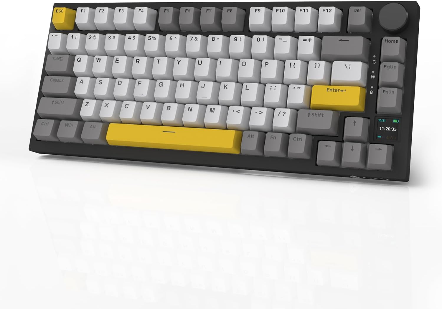 AK820PRO 75% Hot Swap Gasket Mount Mechanical Keyboard with TFT Display Screen, 4000mAh BT/2.4G/Wired RGB South Facing LED, Knob Control for E-Sport/Windows/Mac, Gift Switch