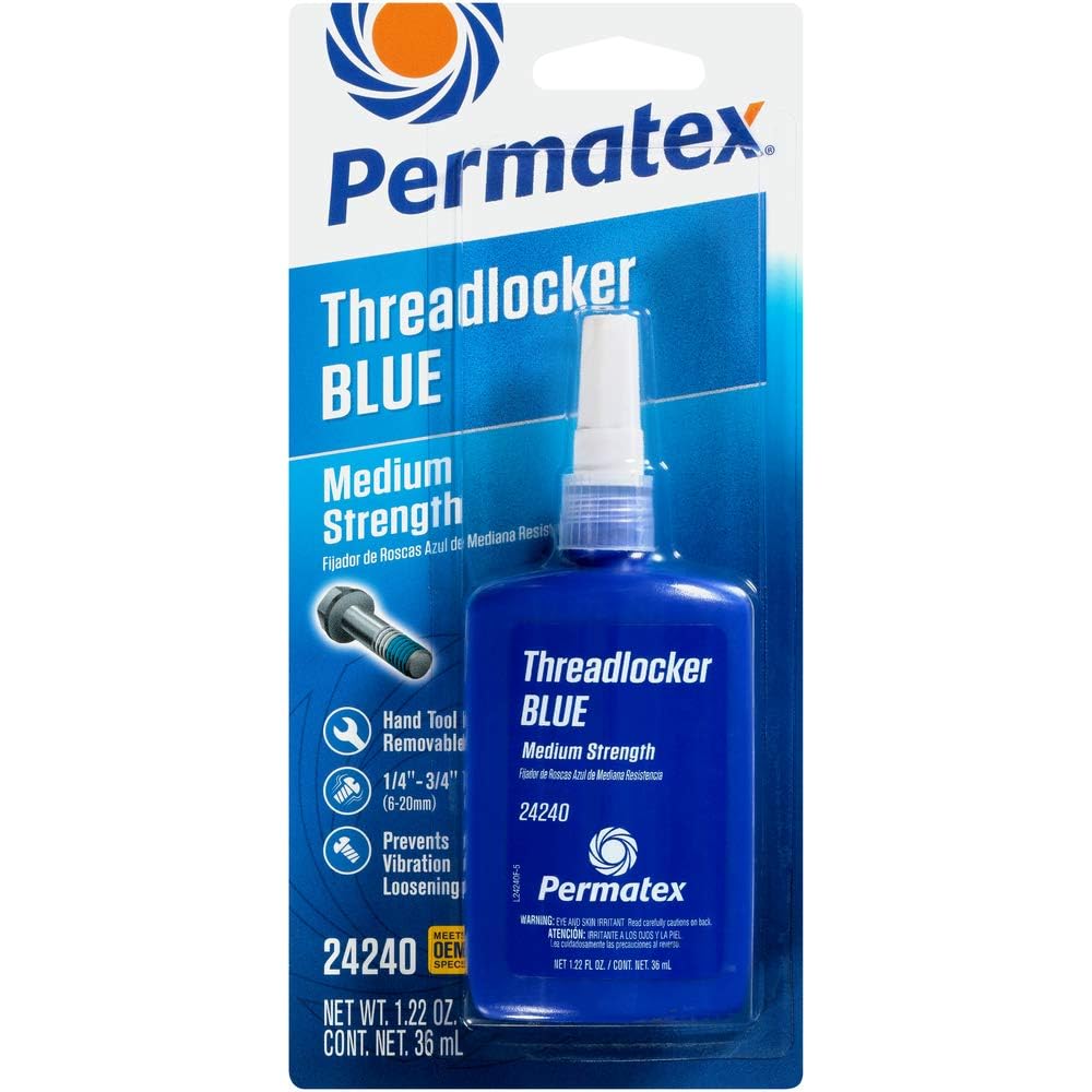 Permatex 24240 Threadlocker Blue Medium Strength,Thread Lock & Screw Glue for Bolts Nuts & Fasteners to Prevent Loosening & Corrosion, Removable with Hand Tools 36 ml