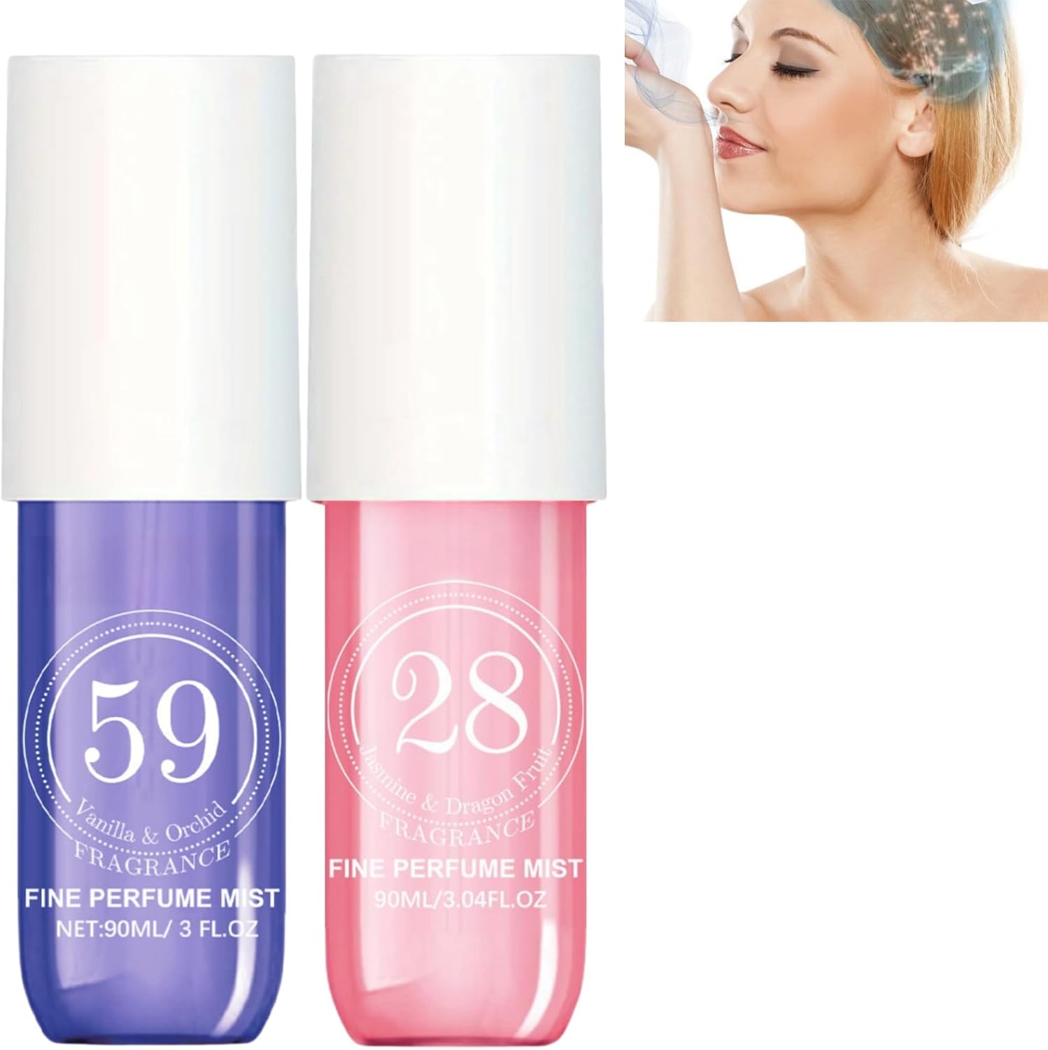 2pcs Fruity Body Spray,28# Perfume Crush Fragrance Spray,59# Body Hair Fragrance Mist,Brazilian Parfums Crush Fragrance Spray,Roll on Perfume Women,Romance Perfume,Long Lasting Oil Perfume Women