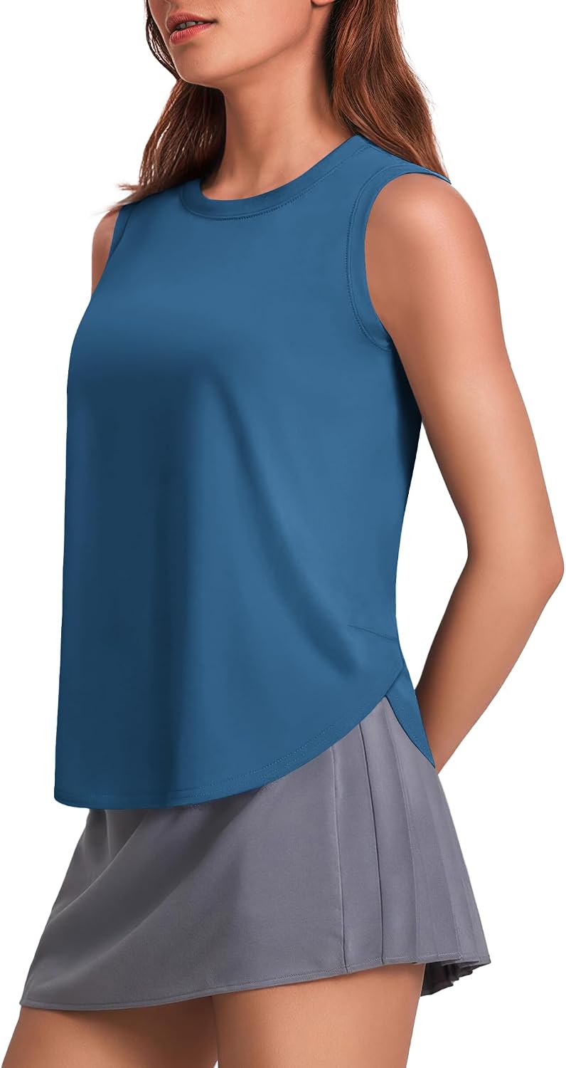 PINSPARK Workout Tank Tops Woman Ice Silk UPF 50+ Athletic Yoga Shirts