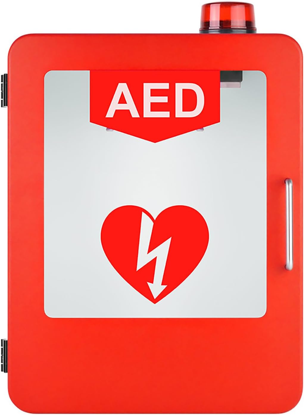AED Storage Cabinet, Wall Mount Alarmed AED Cabinet with Built-in Hook and Double Switch, Compatible with Most Brand, Round Edges Design and Adjustable Partitions, for Hospital Clinic Office