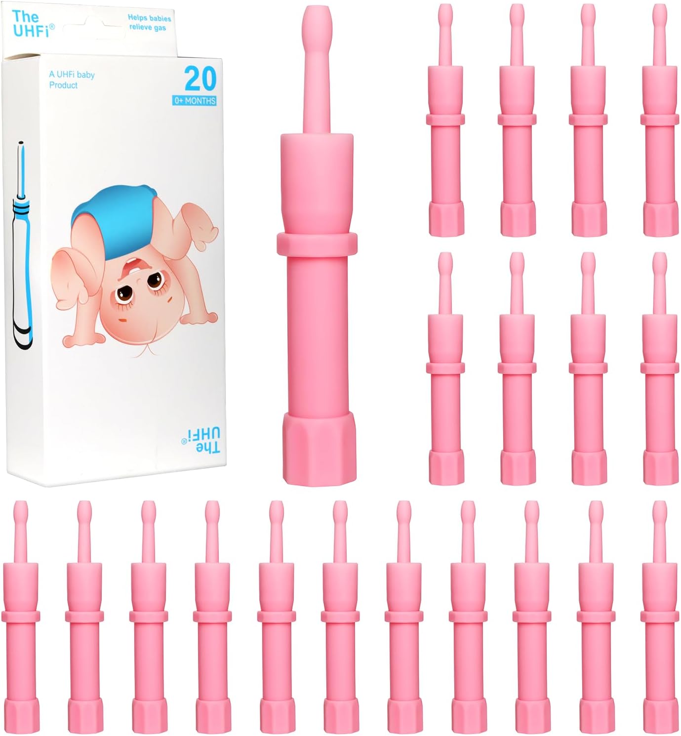 Gas and Colic Reliever for Babies, Baby Gas Colic Relief, Natural Solution for Baby Colic and Gas Relief, 100% Safe & Effective Instant Constipation Relief for Babies, 20 Count (Pink)