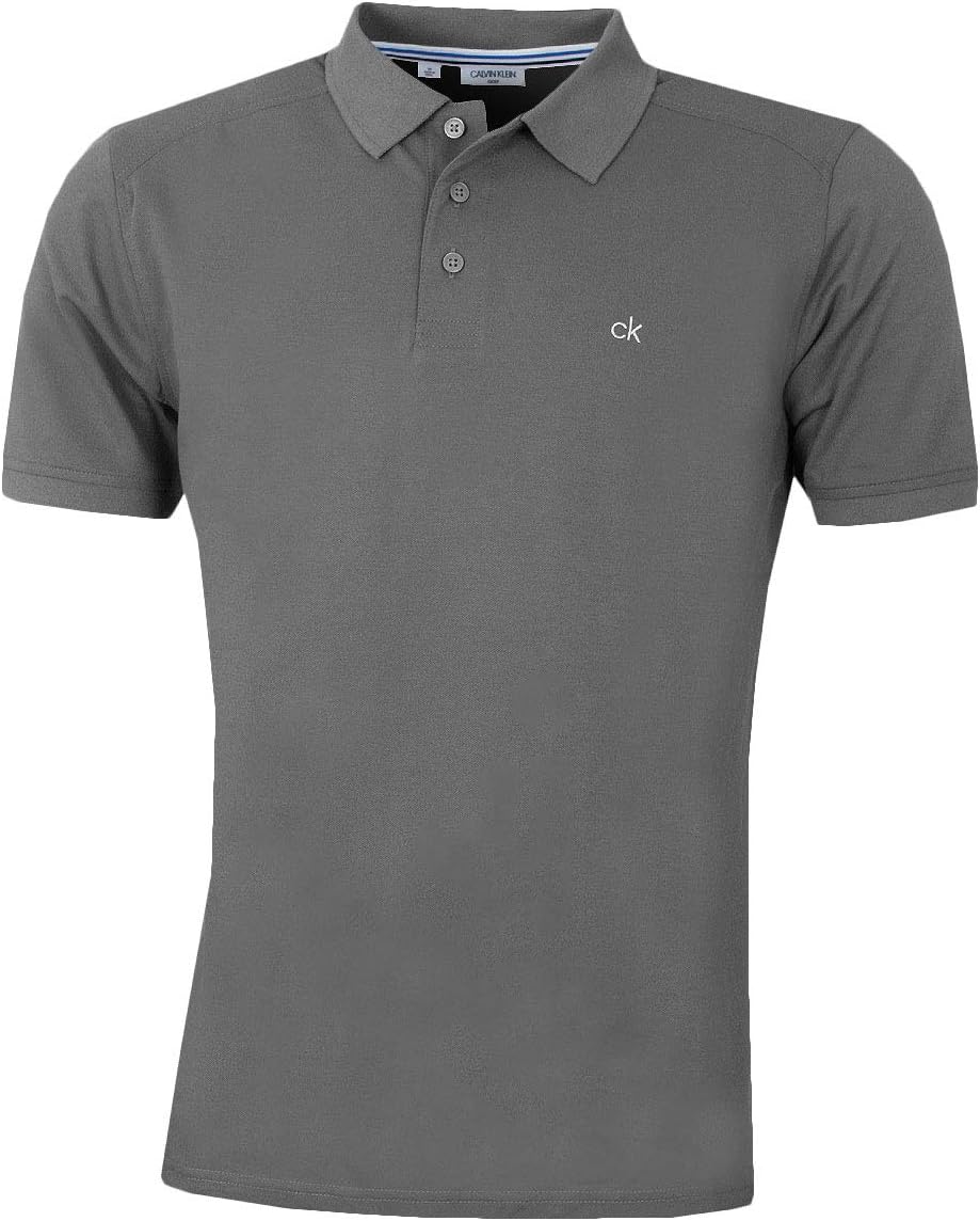 Calvin Klein Mens 2025 Campus 3 Button Ribbed Collar Golf Polo Shirt