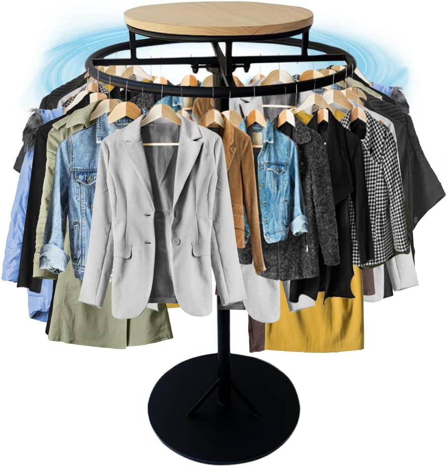Round Clothing Rack Retail Spiral Dress Rack Retail Store Suppliesshoe Rack Shirt Garment Pipe Rack for Clothes Boutique Supplies Display Portable Floor-standing Hanging Rack (Natural)