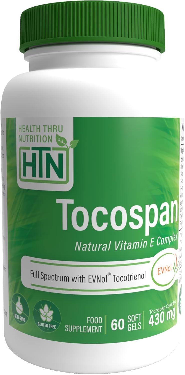 Tocospan Vitamin-E (feat. EVNOL™ Tocotrienols) 400 IU Full Spectrum Tocotrienols and Tocopherols Complex (8 Natural Forms of Vitamin E ) 60 softgels (60)