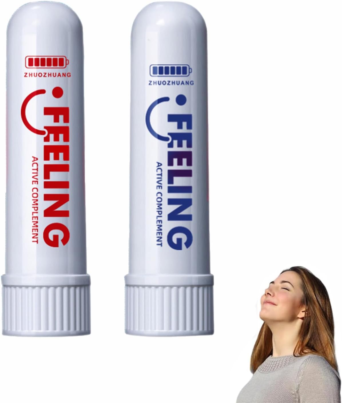 2 PCS Nasal Inhaler, Nose Inhaler, Nasal Inhaler Stick, Essential Oil Nasal Inhaler, Mint Inhaler Stick, Plant Odor Nasal Stick, for Relieve Stress and Others and Refreshing