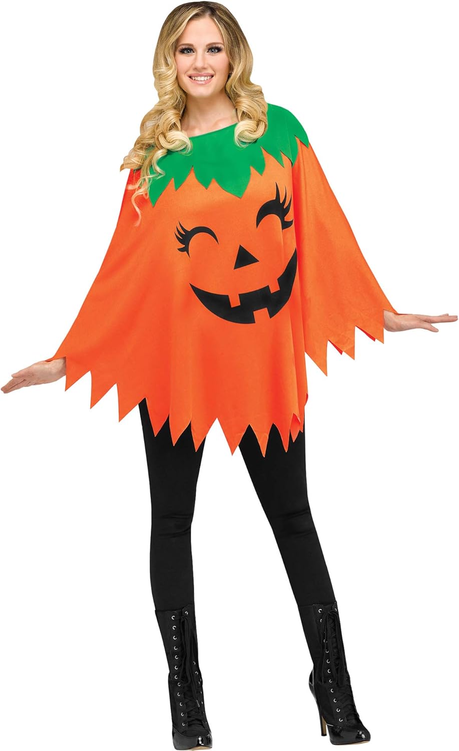 Fun World Pumpkin Poncho For Halloween, School Acting, Costume Party, for Women Adult Size (1 Pack)