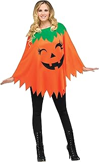 Fun World Pumpkin Poncho For Halloween, School Acting, Costume Party, for Women Adult Size (1 Pack)