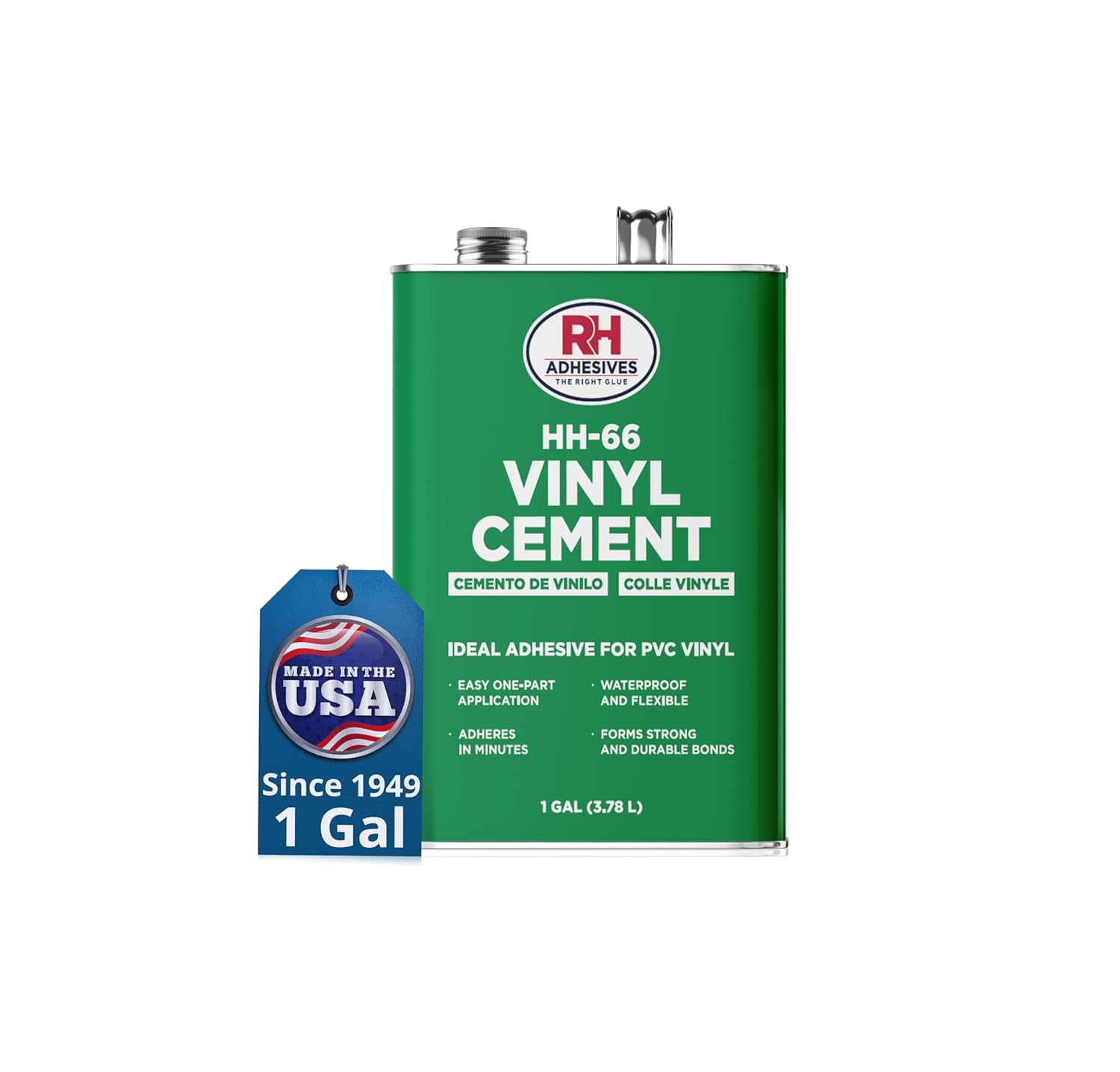 HH-66 Vinyl Cement, 1 Gal. can - Vinyl Adhesive, Cement Glue, Repair Glue, Inflatables, Pool Liner, Tarps, Tents, Awnings, Mats, Covers, Waterproof, High Strength, Long Lasting, RH Adhesives