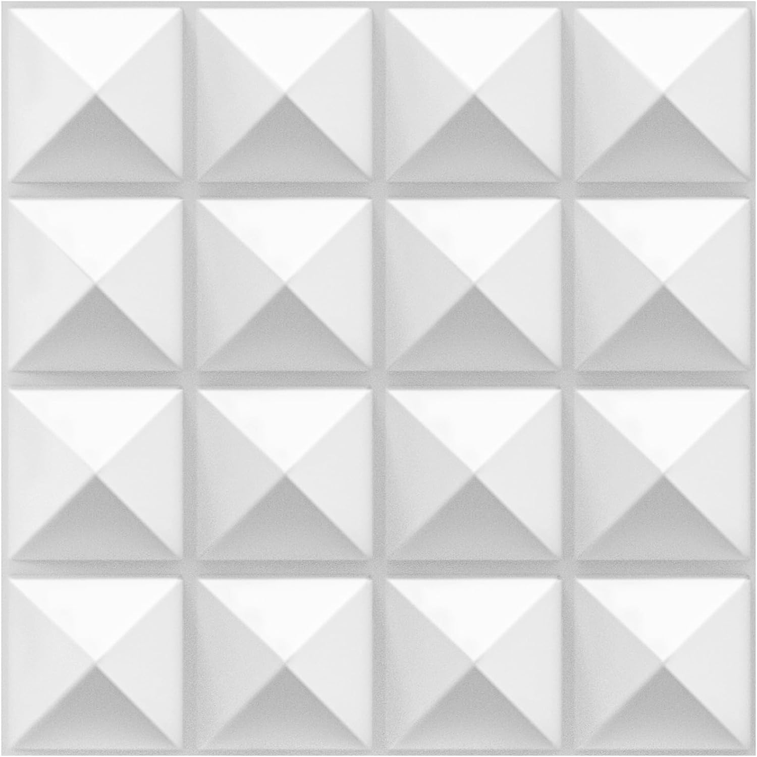 TroyStudio Acoustic Sound Diffuser Panels, 12 X 12 X 1 inches 16 Pcs PVC Plastic Wall Panel, Recording Studio Acoustical Treatments Diffusion panel, 3d Art Decorative Ceiling Tiles (Pyramid, White)