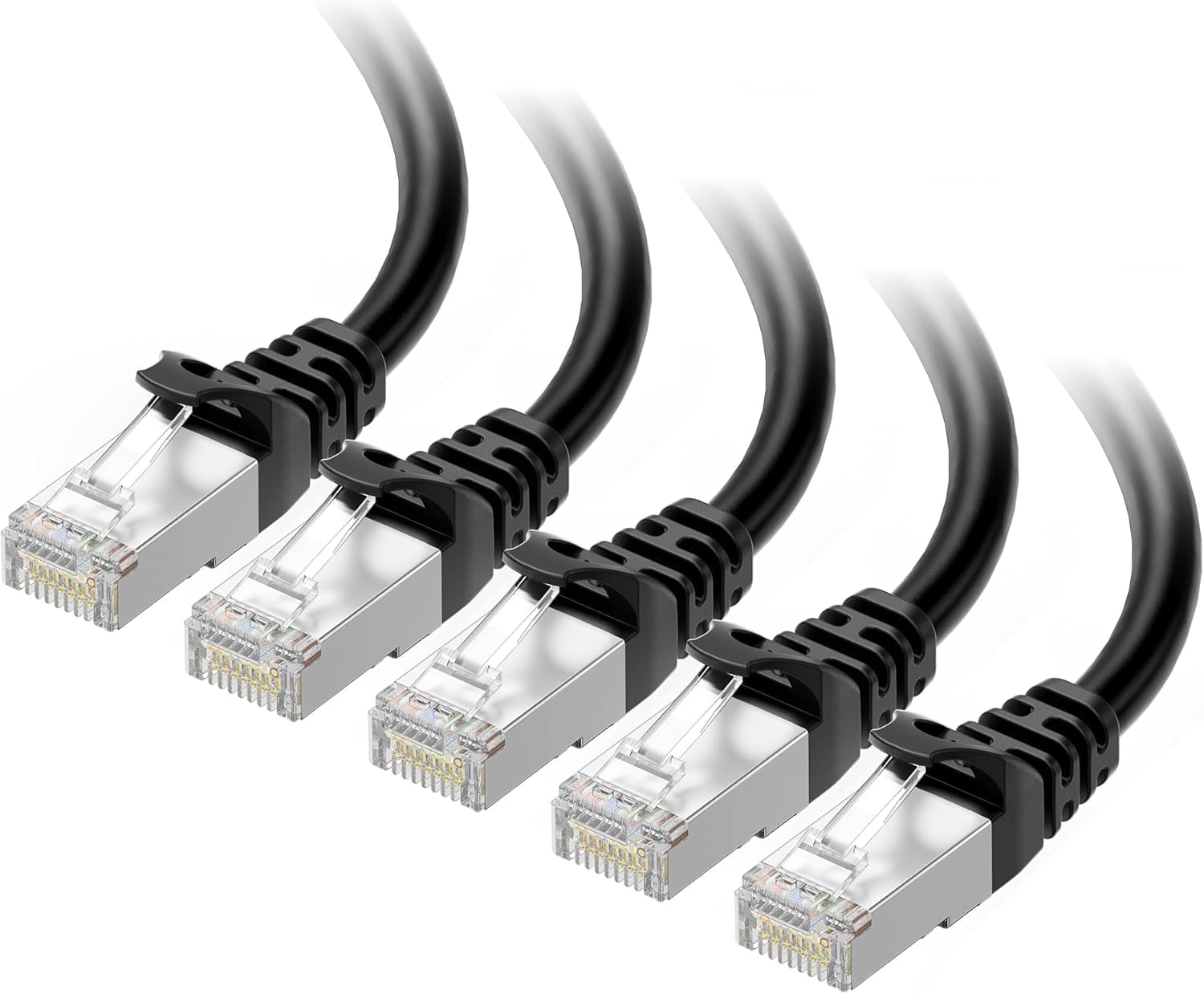 Cable Matters 10Gbps 5-Pack Snagless Shielded Cat 6A Ethernet Cable - 5ft, Cat 6A Cable, Cat6A Cord, Ethernet Cord, Black