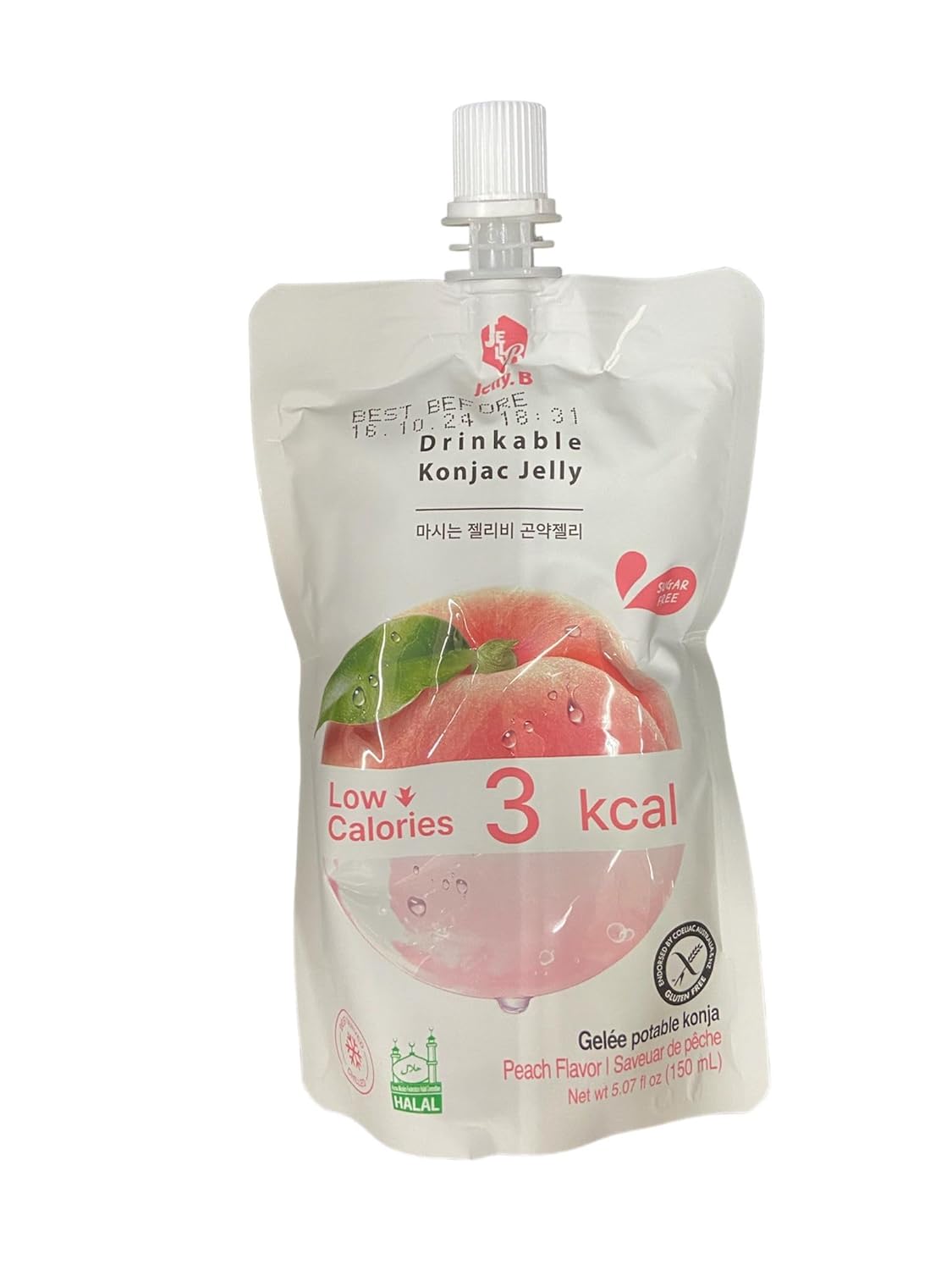 Jelly B Peach Konjac Jelly: A Taste of Peachy Perfection – 5.07 Oz (pack of 10)