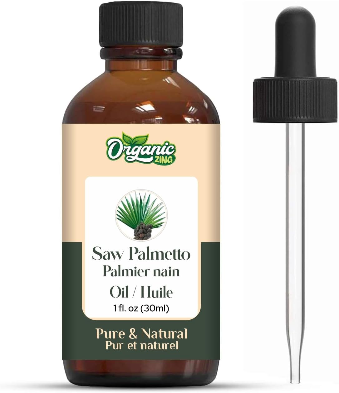 Organic Zing Saw Palmetto (Serenoa repens) Oil | Pure & Natural Carrier Oil for Aroma, Diffusers, Skincare & Haircare - 30ml/1.01fl oz