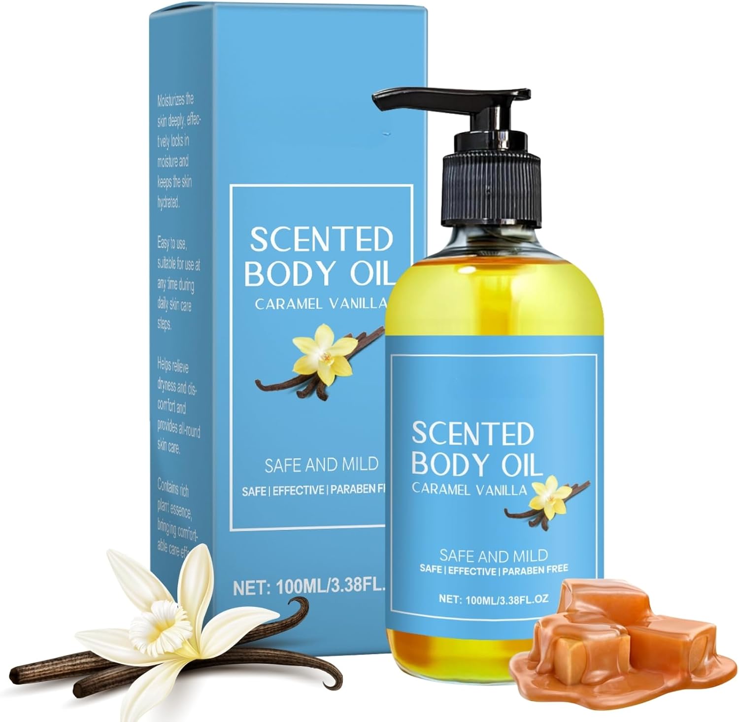 Carmel Vanilla Essential Body Oil - Face and Body Oil for Women - Vitamin E O_il for Skincare - Mild Skin Moisturizer - Massage Body O_il for Dry Skin (100ML)