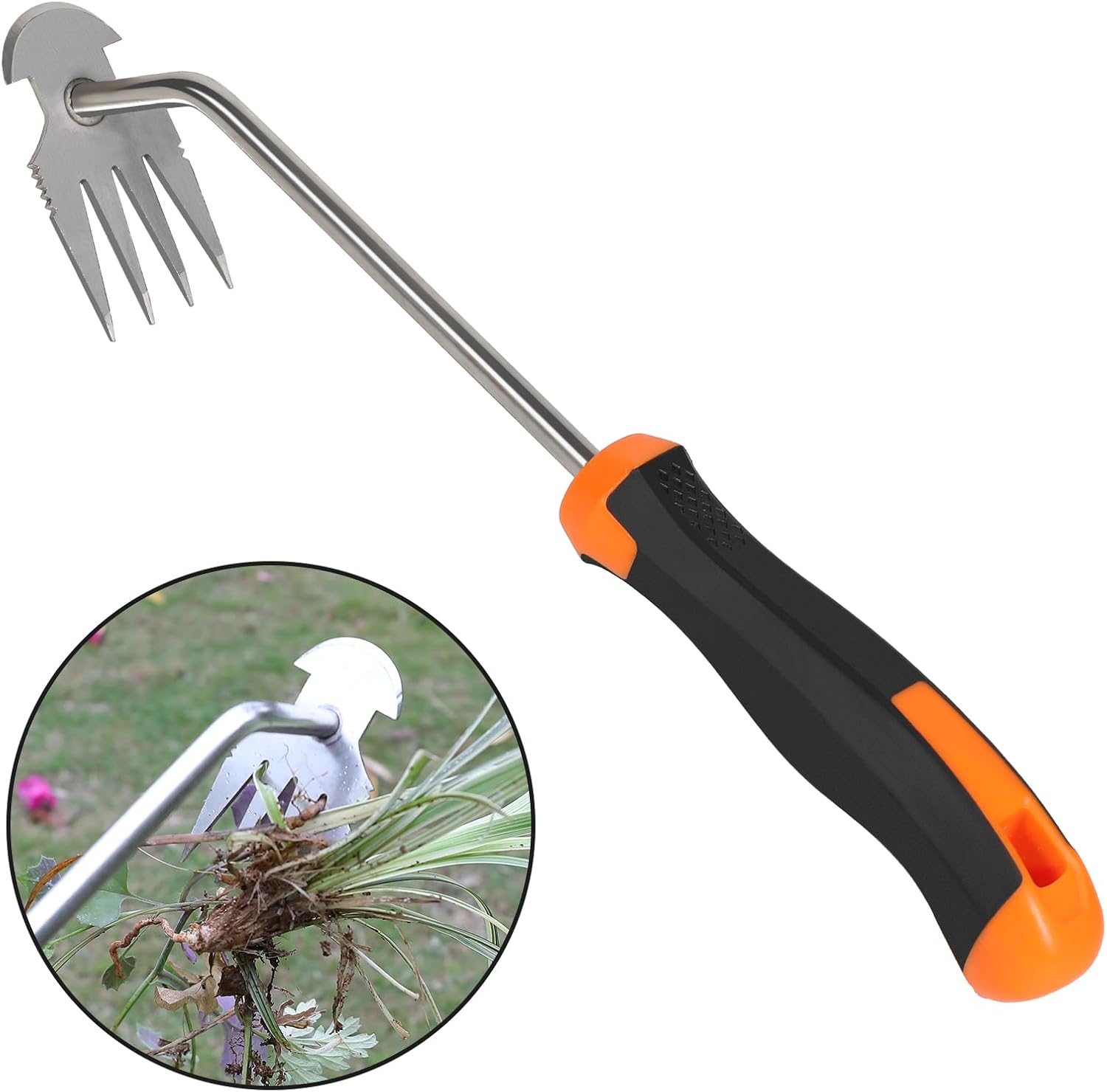 Weed Puller Tool,Portable Garden Weeder Tool,2024 New Manganese Steel Weeding Tools,For Hand Weeder Puller for Vegetable Gardening Backyard Farm Planting & Uprooting Weeding Tool (Rubber Handle)