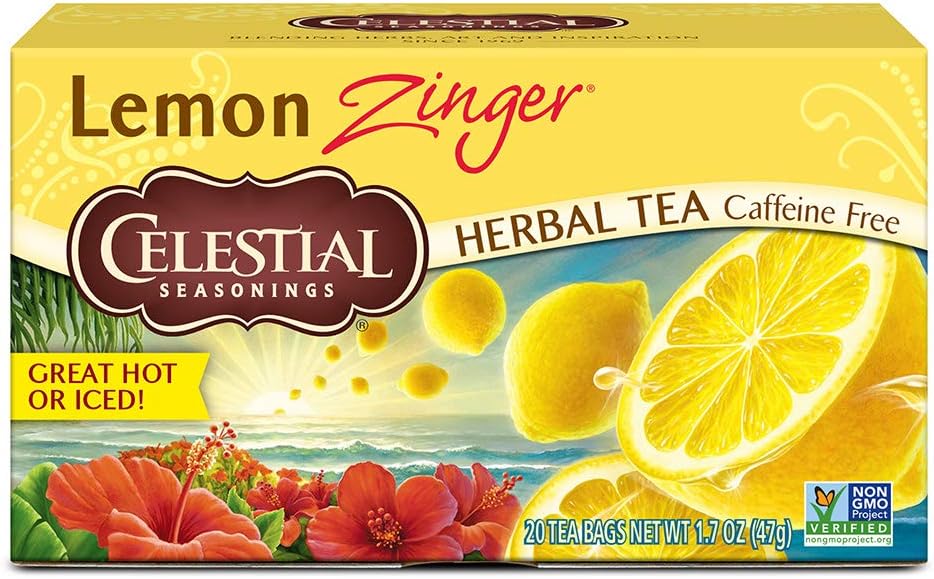 Celestial Seasonings 100% Natural Lemon Zinger Herbal Tea 20 ct