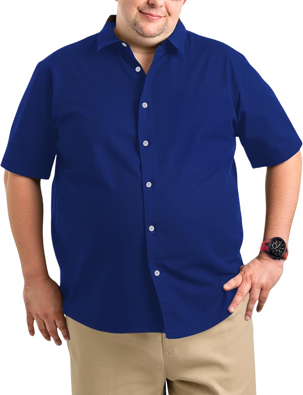 NPNYSY Button Down Shirts for Men Causal Big and Tall Shirt Short Sleeve Button up Summer Beach Work Shirts Plus Size 2XL-7XL