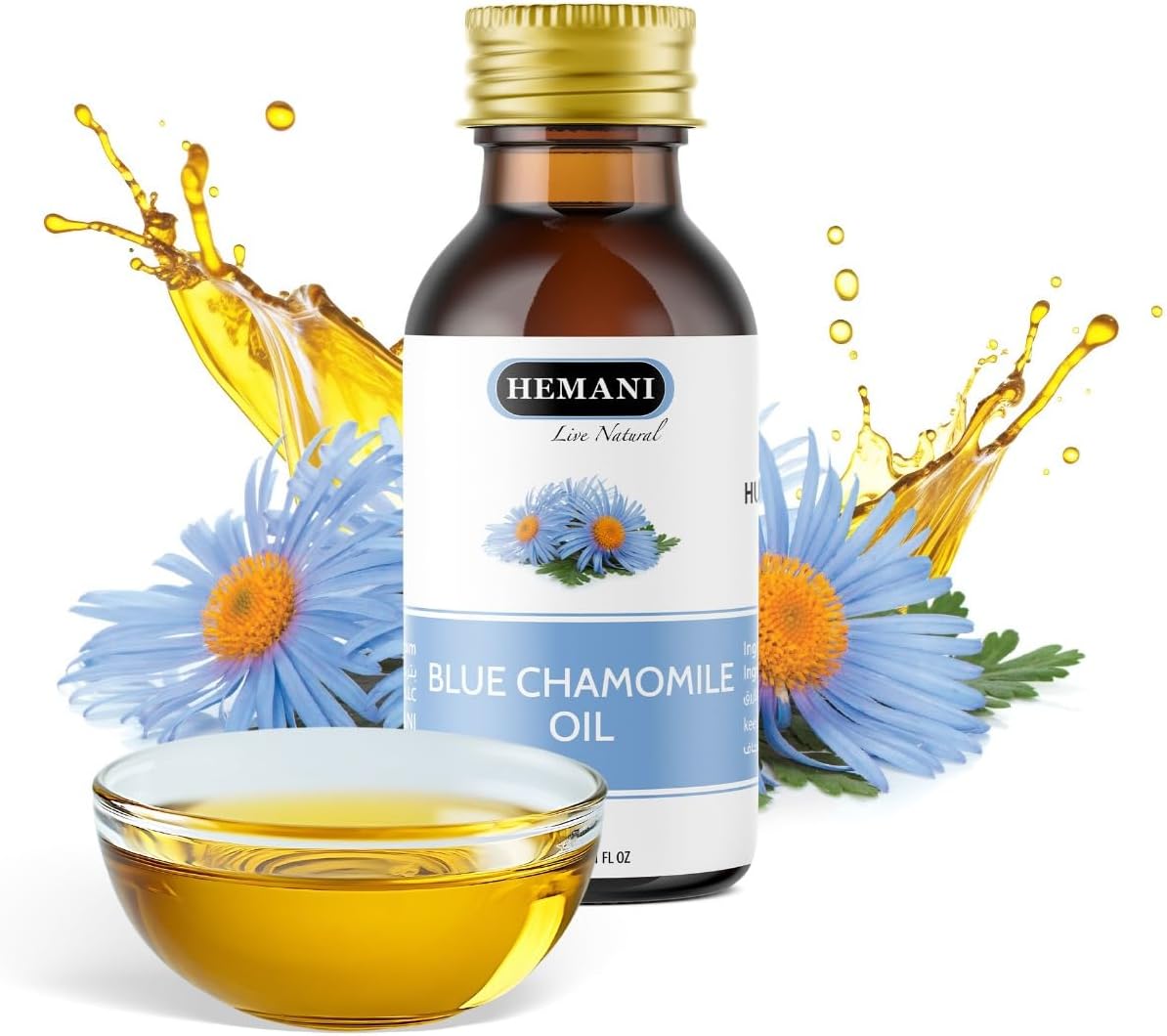 Hemani Blue Chamomile Oil 30mL | Matricaria Chamomilla | Halal Certified | Skin-Soothing Botanical | Alcohol-Free | Since 1949