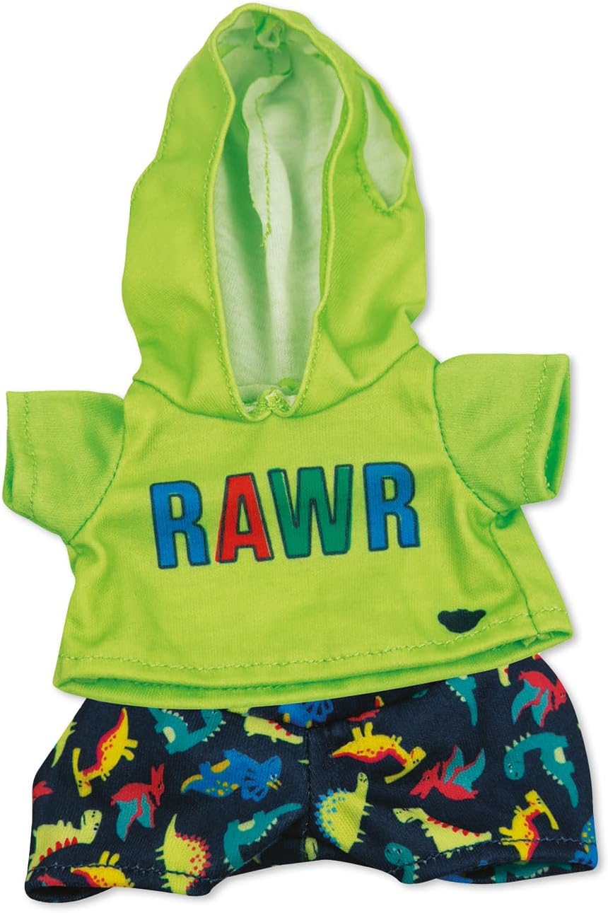 Casdon Build-A-Bear Workshop Green Rawr Toy Clothes Pack | 4 Fun Mix-and-Match Toy Outfits Includes Cozy Pajamas, Cute Hoodies & Summer Styles | Dress-Up Toy Clothes for Kids 3+ | Suitable for 9" Bear