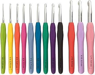BeCraftee Crochet Hooks Kit - 12 Piece Set Extra-Long Crocheting Needles with Soft, Ergonomic Rubber Grips and 12 Hook Sizes - Knitting & Crochet Supplies for Beginners, Comfortable/Easy to Use